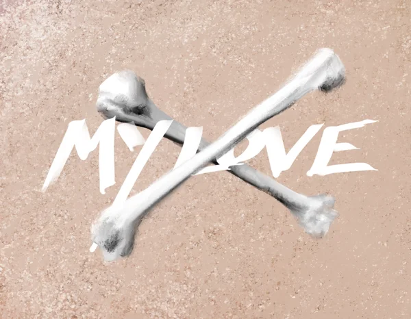 My love lettering with 2 bones in oil paint style