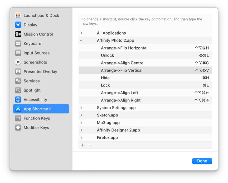 The resolved two Align commands in the shortcuts menu